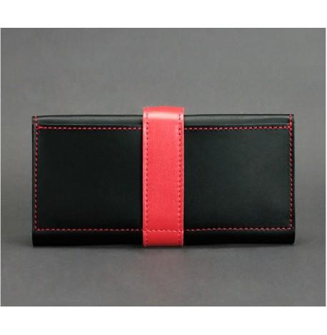 Портмоне з натуральної шкіри 3.0 (чорне з червоним)