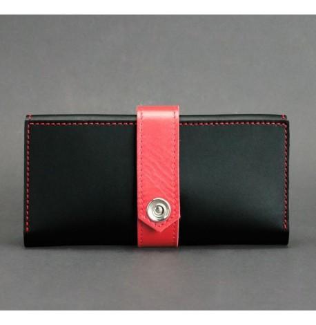 Портмоне з натуральної шкіри 3.0 (чорне з червоним)