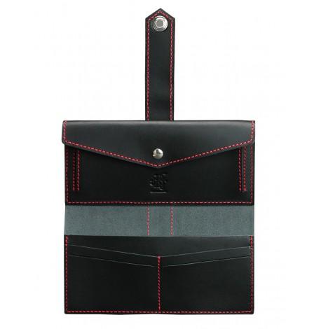 Портмоне з натуральної шкіри 3.0 (чорне з червоним)