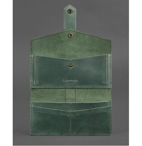 Портмоне из натуральной кожи  3.0 (зеленое-коричневое)