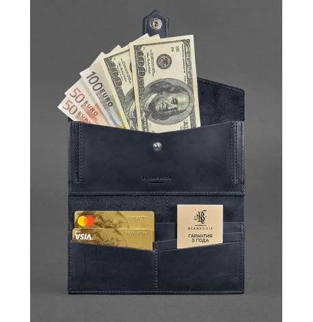 Портмоне з натуральної шкіри 3.0 (темно-синє) шкіра Crazy Horse
