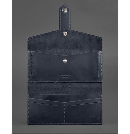 Портмоне з натуральної шкіри 3.0 (темно-синє) шкіра Crazy Horse