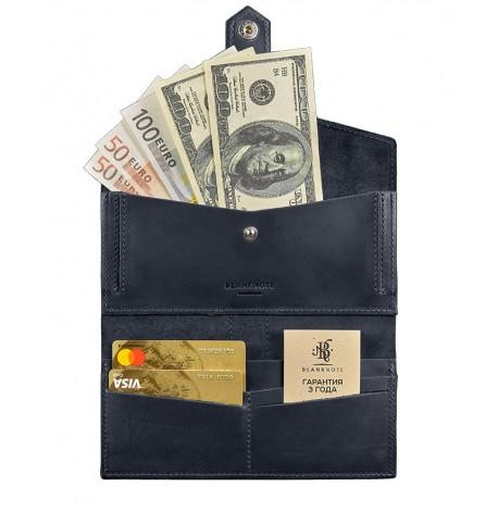 Портмоне з натуральної шкіри 3.0 (темно-синє) шкіра Crazy Horse