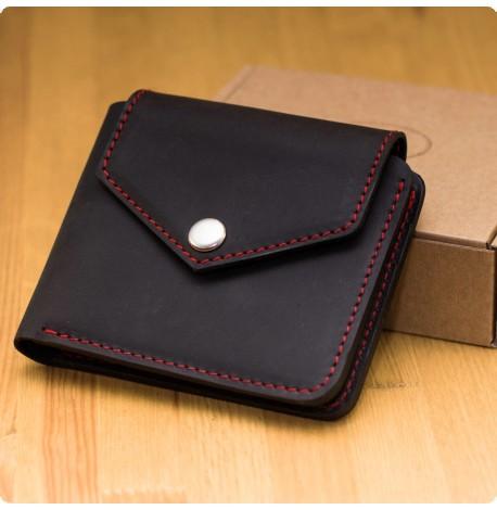 Портмоне з натуральної шкіри 4.2 (чорне з червоним)