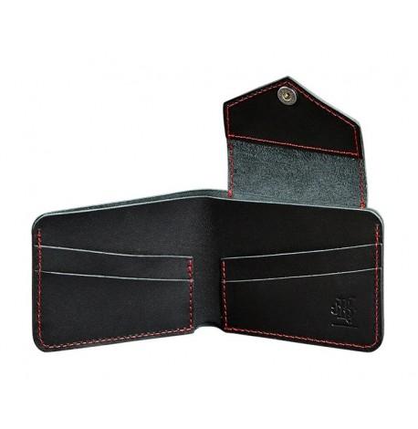 Портмоне з натуральної шкіри 4.2 (чорне з червоним)