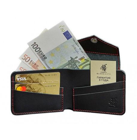 Портмоне з натуральної шкіри 4.2 (чорне з червоним)