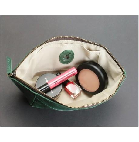 Косметичка из натуральной кожи (зеленая) кожа Crazy Horse