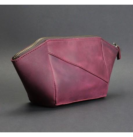 Косметичка из натуральной кожи (бордовая) кожа Crazy Horse
