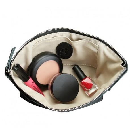 Косметичка из натуральной кожи (черная) кожа Crazy Horse