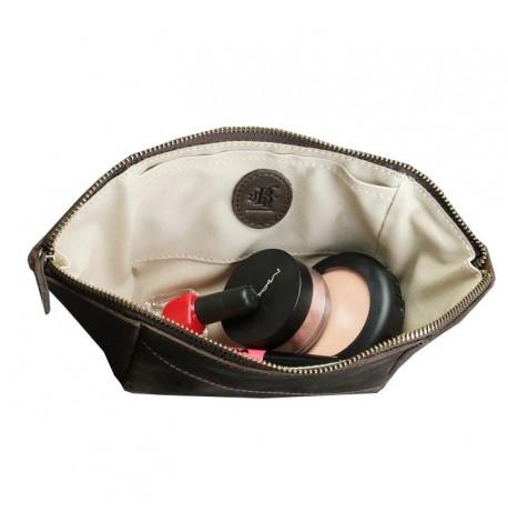 Косметичка з натуральної шкіри (темно-коричнева) шкіра Crazy Horse