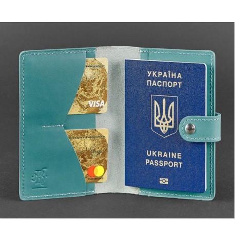 Обкладинка для паспорта зі шкіри 3.0 (бірюзова)