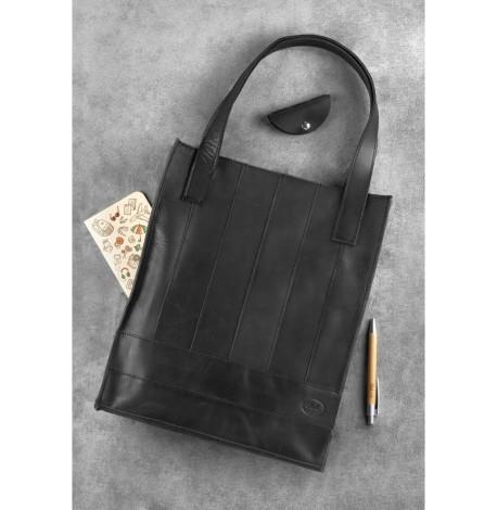 Сумка-шоппер из кожи "Бэтси" (черная)