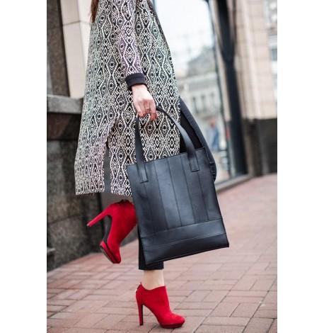 Сумка-шоппер из кожи "Бэтси" (черная)