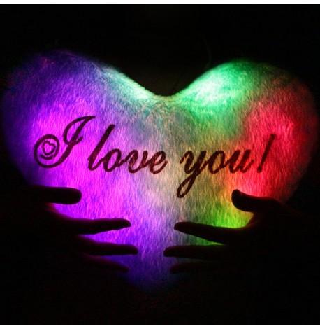 Led подушка серце I love you (блакитна)