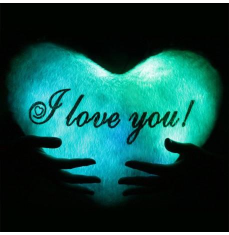 Led подушка серце I love you (блакитна)