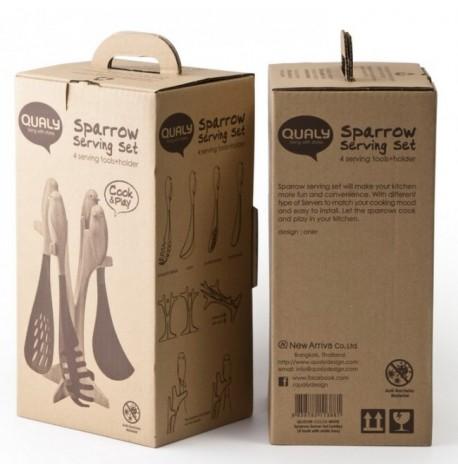 Набор кухонных принадлежностей Sparrow Serving Set Qualy (черный)