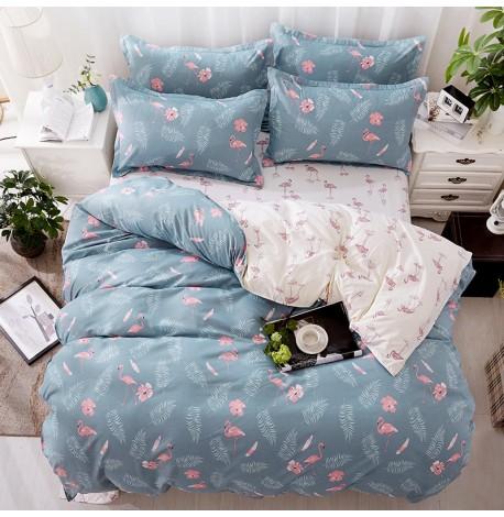 Полуторный комплект постельного белья Flamingos in Ferns