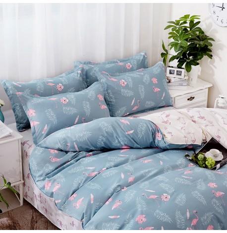 Полуторный комплект постельного белья Flamingos in Ferns