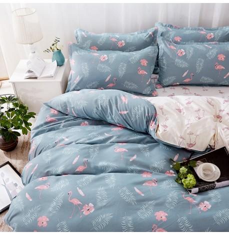 Полуторный комплект постельного белья Flamingos in Ferns