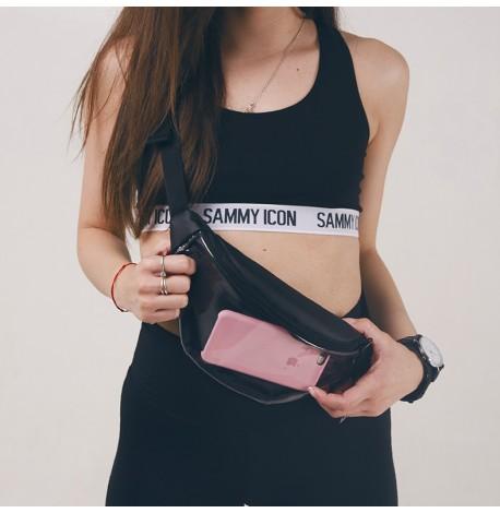 Поясна сумка-бананка чорна прозора