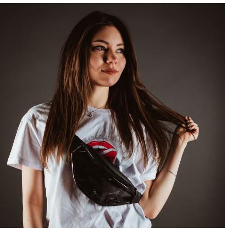 Поясна сумка-бананка чорна прозора