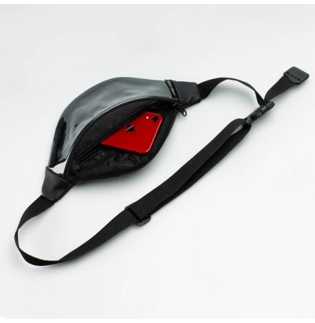 Поясна сумка-бананка чорна прозора