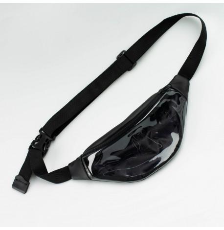 Поясна сумка-бананка чорна прозора