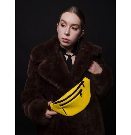 Поясна сумка-бананка жовта шкіряна