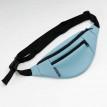 Поясная сумка-бананка голубая кожаная