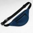Поясная сумка-бананка синяя кожаная
