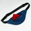 Поясная сумка-бананка синяя кожаная