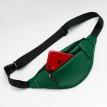 Поясная сумка-бананка зеленая кожаная