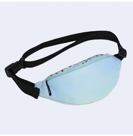 Сумка-бананка дитяча м'ятна з фламінго