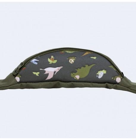 Сумка-бананка дитяча хакі з динозаврами (суцільна)