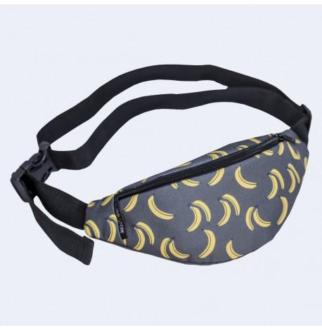 Сумка-бананка детская серая с бананами (сплошная)