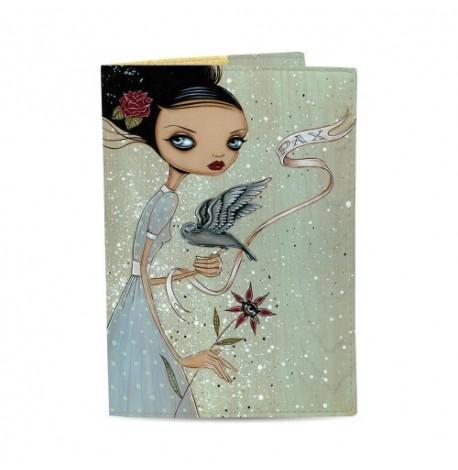 Обкладинка на паспорт "Дівчина з квіткою і птицею"