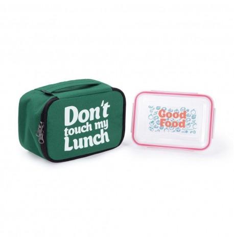 Термосумка "Ланч бег Do not touch my lunch" mini (зелена)