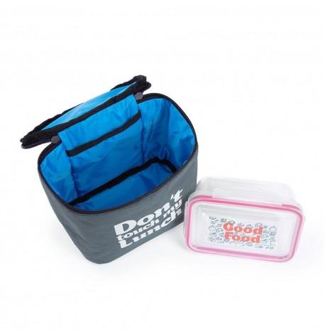 Термосумка "Ланч бег Do not touch my lunch" maxi (сіра)