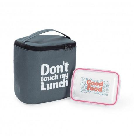 Термосумка "Ланч бег Do not touch my lunch" maxi (сіра)