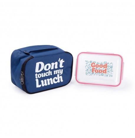 Термосумка "Ланч бэг Don't touch my lunch" mini (синяя)