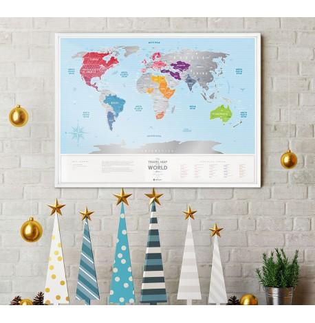 Скретч-карта світу Travel Map Silver World (англійська мова) в тубусі