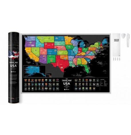 Скретч-карта США Travel Map of the USA Black (англійська мова) в тубусі