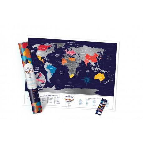 Скретч-карта світу Travel Map Holiday (англійська мова) в тубусі