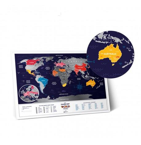 Скретч-карта світу Travel Map Holiday (англійська мова) в тубусі
