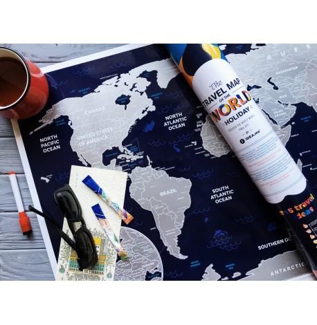 Скретч-карта світу Travel Map Holiday (англійська мова) в тубусі