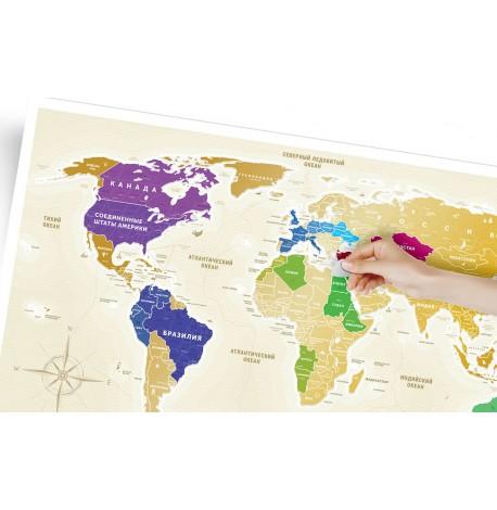 Скретч-карта світу Travel Map Gold (російська мова) в тубусі