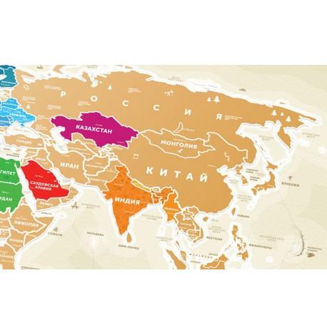 Скретч-карта світу Travel Map Gold (російська мова) в тубусі