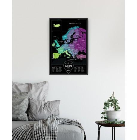 Чорна скретч-карта Європи Travel Map Black Europe (англійська мова) в тубусі