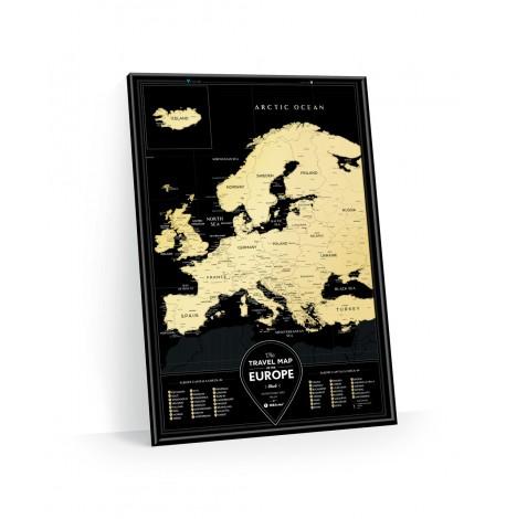 Чорна скретч-карта Європи Travel Map Black Europe (англійська мова) в тубусі