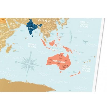 Скретч-карта світу Travel Map Holiday Lagoon World (англійська мова) в тубусі